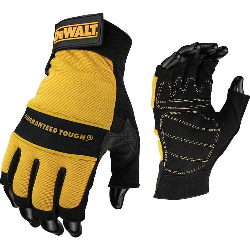 Dewalt Tough Fingerless Performance Gloves In Spandex Black/Yellow